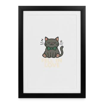 Schleife. Katze. Liebe. Das perfekte Katzenshirt. - Gerahmtes Poster (27 × 37 cm) - Schwarz - Vorne