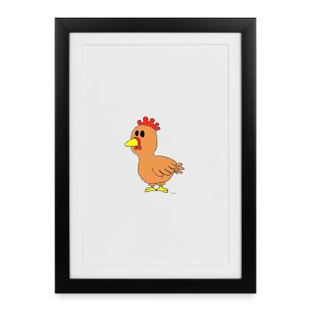 Huhn / Chicken - Gerahmtes Poster (27 × 37 cm) - Schwarz - Vorne