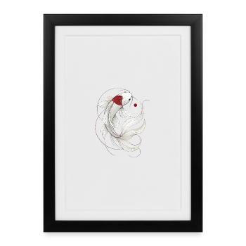 Illustration élégante de poisson Koi - Affiche encadrée (27 × 37 cm) - noir - Devant