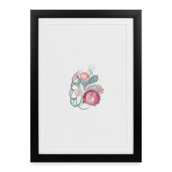 Mer de fleurs Wave Art - Affiche encadrée (27 × 37 cm) - noir - Devant