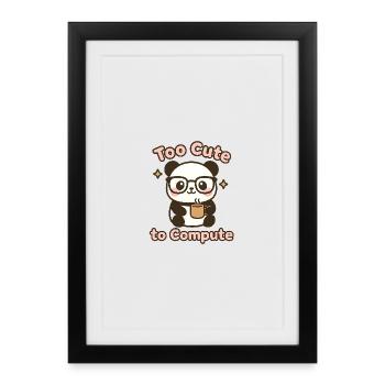 Süßer Panda mit Brille und Kaffeetasse - Gerahmtes Poster (27 × 37 cm) - Schwarz - Vorne