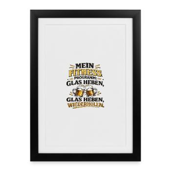My fitness program: Raising glasses - Framed poster (27 × 37 cm) - black - Front
