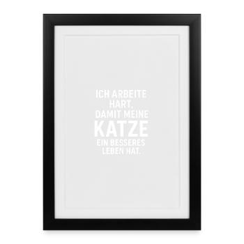I work hard for cat welfare - Framed poster (27 × 37 cm) - black - Front