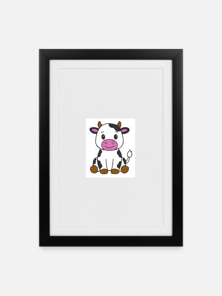 cow - Framed poster (27 × 37 cm) - black