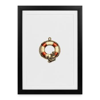 Nautical Lifebuoy Style - Framed poster (27 × 37 cm) - black - Front