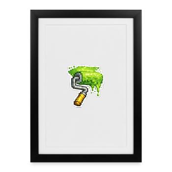 Pixel Color Roller Green - Framed poster (27 × 37 cm) - black - Front