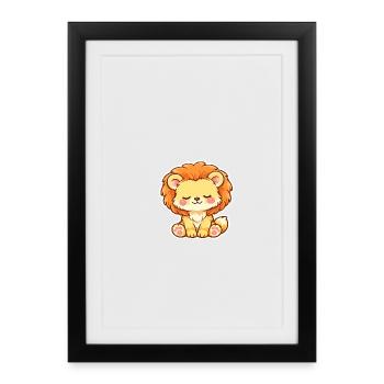 Cute baby Lion Cub Kawaii - Framed poster (27 × 37 cm) - black - Front