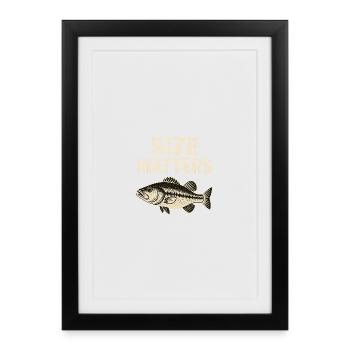 Size Matters Fishing Motif - Gift Idea for Men - Framed poster (27 × 37 cm) - black - Front