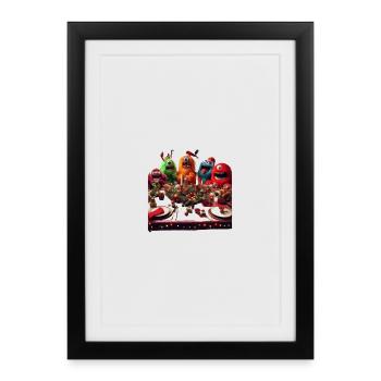Humorous Monster Christmas Scene - Framed poster (27 × 37 cm) - black - Front