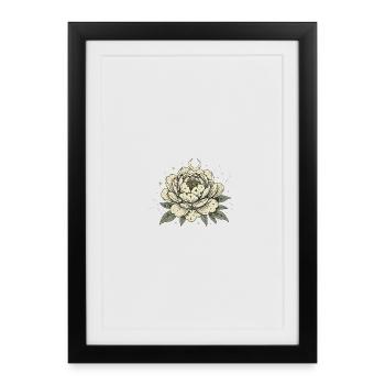 Croissant de fleurs de pivoine botanique céleste - Affiche encadrée (27 × 37 cm) - noir - Devant