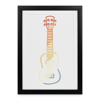 Croquis de ukulélé vintage - Affiche encadrée (27 × 37 cm) - noir - Devant