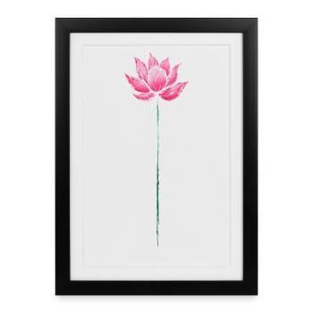 Fleur de lotus rose Zen Calme Yoga et Méditation Art - Affiche encadrée (27 × 37 cm) - noir - Devant