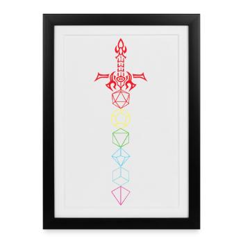 Dés Épée RPG Style Fantasy Gamer Arme Graphique - Affiche encadrée (27 × 37 cm) - noir - Devant