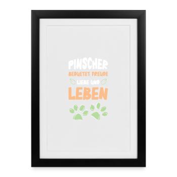 Pinscher Joy Vie amoureuse - Affiche encadrée (27 × 37 cm) - noir - Devant