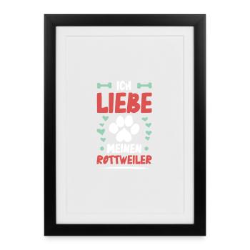J’adore mon Rottweiler - Affiche encadrée (27 × 37 cm) - noir - Devant