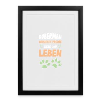 Doberman Love Life - Framed poster (27 × 37 cm) - black - Front