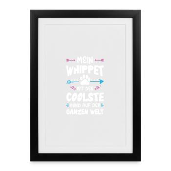 Dicton de chien whippet - Affiche encadrée (27 × 37 cm) - noir - Devant