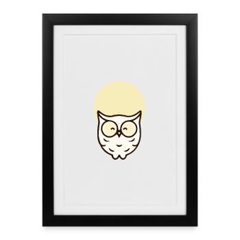 Minimalistische Eule – Schlicht & Elegant - Gerahmtes Poster (27 × 37 cm) - Schwarz - Vorne