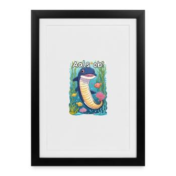 Eel Saying Cartoonstyle - Aals if! - Framed poster (27 × 37 cm) - black - Front
