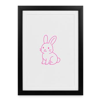 Neon Rabbit - Framed poster (27 × 37 cm) - black - Front
