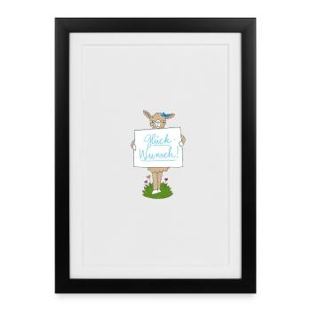 Llama with Congratulations Sign - Framed poster (27 × 37 cm) - black - Front