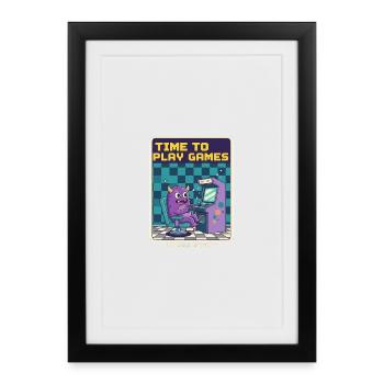 Time To Play Games Monster Retro Pixel Arcade Gift - Framed poster (27 × 37 cm) - black - Front