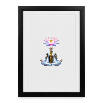 Cybermystical Lotus Meditation - Framed poster (27 × 37 cm) - black - Front
