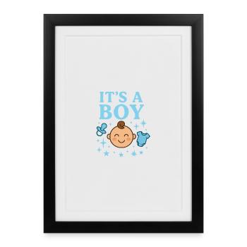 C’est un motif garçon – bébé - Affiche encadrée (27 × 37 cm) - noir - Devant