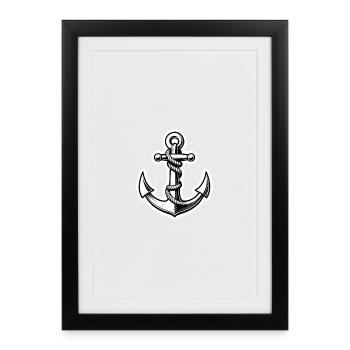 Ancre avec nœuds - Affiche encadrée (27 × 37 cm) - noir - Devant