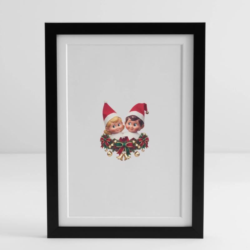 Pull de Noël mignon et festif Elf Duo Affiche encadrée (27 × 37 cm)
