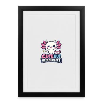 Mignon mais régénère - Axolotl - Affiche encadrée (27 × 37 cm) - noir - Devant