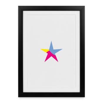 ETOILE. ETOILES. STAR. FÊTE. ANNIVERSAIRE. NOËL - Affiche encadrée (27 × 37 cm) - noir - Devant