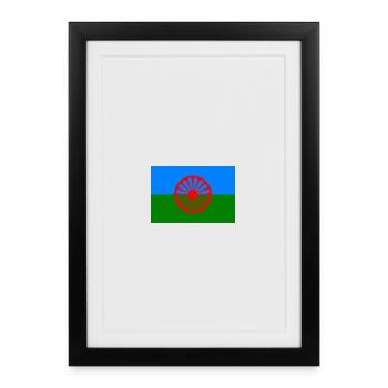 Drapeau rom 720x480 1 - Affiche encadrée (27 × 37 cm) - noir - Devant