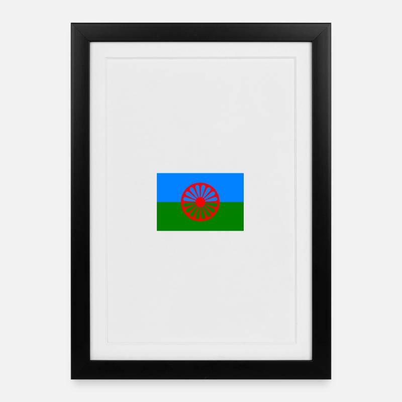 Drapeau rom 720x480 1 - Affiche encadrée (27 × 37 cm) - noir