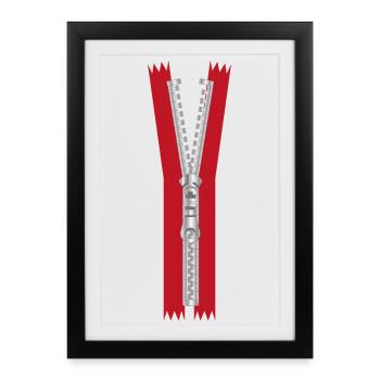 open zipper with red band - Framed poster (27 × 37 cm) - black - Front