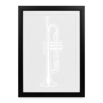 Trompette - Affiche encadrée (27 × 37 cm) - noir - Devant