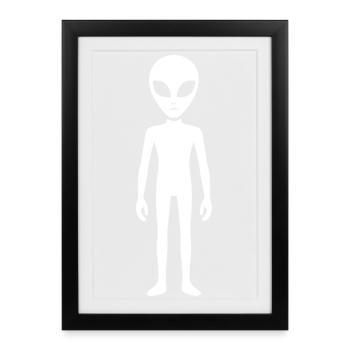 Minimalist Alien Silhouette Alien - Framed poster (27 × 37 cm) - black - Front