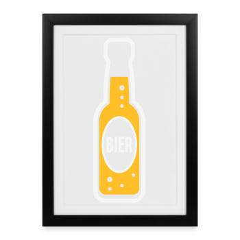 Bierflasche (Bier / Bierchen / NEG 2C) - Gerahmtes Poster (27 × 37 cm) - Schwarz - Vorne