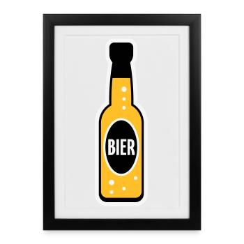 Bierflasche (Bier / Bierchen / NEG 3C) - Gerahmtes Poster (27 × 37 cm) - Schwarz - Vorne