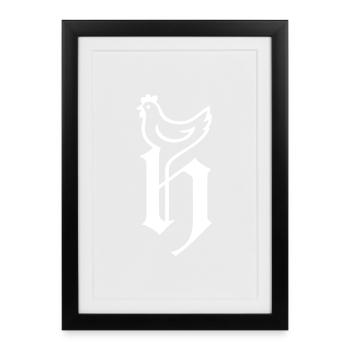 Logo Chicken white - Framed poster (27 × 37 cm) - black - Front