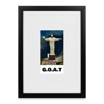 GOAT Christ Fußball-Ikone - Gerahmtes Poster (27 × 37 cm) - Schwarz - Vorne