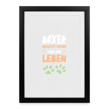 Boxerliebe Leben Motiv - Gerahmtes Poster (27 × 37 cm) - Schwarz - Vorne