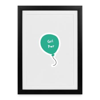 Ballon Grl Pwr Sarcelle - Affiche encadrée (27 × 37 cm) - noir - Devant