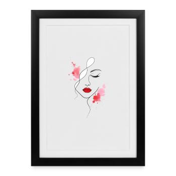 Woman face with red lips - Framed poster (27 × 37 cm) - black - Front