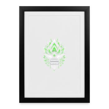 Emblème de la flamme de lotus vert - Affiche encadrée (27 × 37 cm) - noir - Devant