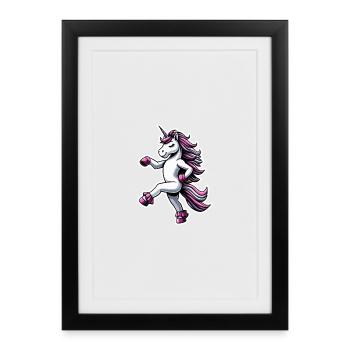 Licorne Danse Rose - Affiche encadrée (27 × 37 cm) - noir - Devant
