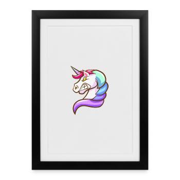 Licorne fantaisie aux couleurs pastel - Affiche encadrée (27 × 37 cm) - noir - Devant