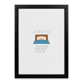je peux pas j ai fait une promesse a mon lit - Affiche encadrée (27 × 37 cm) - noir - Devant