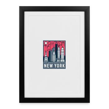 New Yorker Skyline Pop Art - Gerahmtes Poster (27 × 37 cm) - Schwarz - Vorne