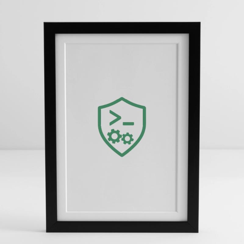 Code Schild mit Zahnrädern Gerahmtes Poster (27 × 37 cm)